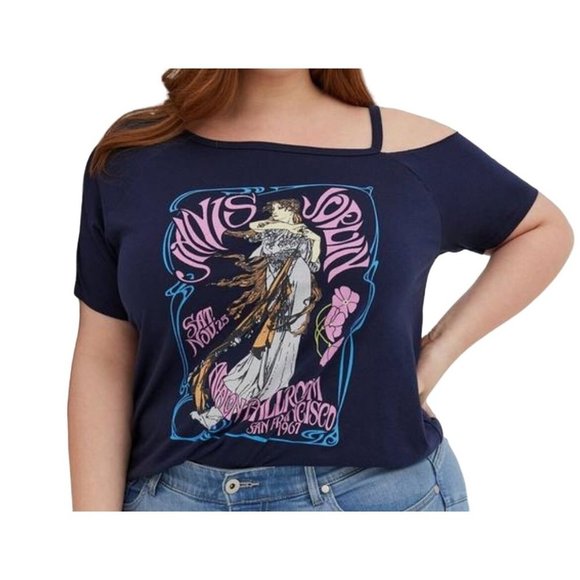 torrid Tops - Torrid Goodie Two Sleeves Janis Joplin Womens 4 Navy Blue